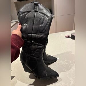 SHEIN Black Heeled Cowboy Boots